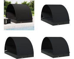 vidaXL Ligbed 2-persoons met rond dak 211x112x140 cm poly rattan zwart - Ligbed - Ligbedden - Tuinstoel - Relaxstoel