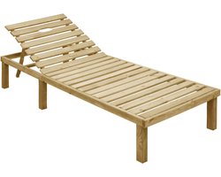 vidaXL Ligbed - Grenenhout - Met Heldergroen Kussen Ligbed - Lounge Bed - Tuinset - Buitendecor - Terrasdecor