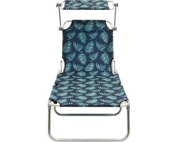 vidaXL Ligbed inklapbaar - Aluminium - Met luifel Ligbed - Tuinset - Lounge Stoel - Buitendecoratie - Balkon Meubilair