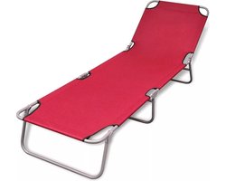 vidaXL - Ligbed - inklapbaar - gepoedercoat - staal - rood