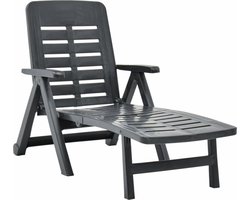 vidaXL - Ligbed - inklapbaar - kunststof - antraciet