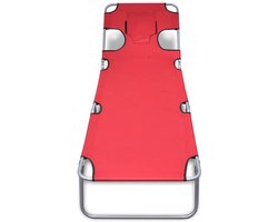 vidaXL Ligbed inklapbaar met hoofdkussen gepoedercoat staal rood - Ligstoel - Ligstoelen - Lig Stoel - Lig Stoelen