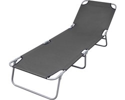 vidaXL - Ligbed - inklapbaar - met - verstelbare - rugleuning - grijs