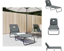 vidaXL - Ligbed - inklapbaar - oxford - stof - en - gepoedercoat - staal - grijs