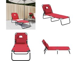 vidaXL - Ligbed - inklapbaar - oxford - stof - en - gepoedercoat - staal - rood