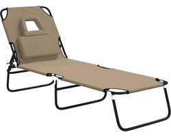 vidaXL - Ligbed - inklapbaar - oxford - stof - en - gepoedercoat - staal - taupe