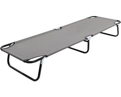 vidaXL - Ligbed - inklapbaar - staal - grijs