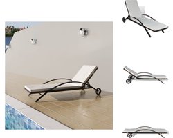 vidaXL Ligbed - Ligbedden - Ligstoel - Ligstoelen - Ligbed met kussen en wieltjes poly rattan bruin