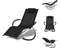 vidaXL Ligbed - Ligbedden - Ligstoel - Ligstoelen - Ligbed voor buiten geometrisch zwart en grijs staal