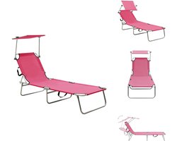 vidaXL Ligbed - Ligbedden - Loungebed - Loungebedden - Ligbed met luifel inklapbaar staal magenta