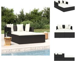 vidaXL Ligbed - Ligbedden - Tuinbank - Tuin Bank - Ligbed met kussens 182x118x63 cm poly rattan zwart