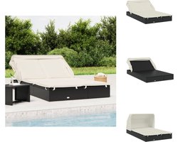 vidaXL Ligbed - Ligbedden - Tuinstoel - Relaxstoel - Ligbed 2-persoons met dak 213x118x97 cm poly rattan zwart