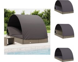 vidaXL Ligbed - Ligbedden - Tuinstoel - Relaxstoel - Ligbed 2-persoons met rond dak 211x112x140 cm poly rattan grijs
