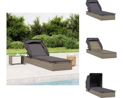 vidaXL Ligbed - Ligbedden - Tuinstoel - Relaxstoel - Ligbed met inklapbaar dak 213x63x97 cm poly rattan grijs