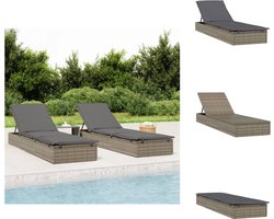 vidaXL Ligbed - Ligbedden - Tuinstoel - Relaxstoel - Ligbed met kussen 1 st 201x55x62 cm poly rattan grijs