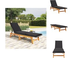 vidaXL Ligbed - Ligbedden - Zonnebed - Buitenbed - Ligbed met kussen poly rattan en massief acaciahout