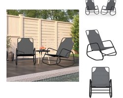 vidaXL Ligbed - Ligbedden - Zonnebed - Buitenbed - Ligstoelen 2 st schommelend staal en textileen grijs
