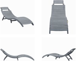 vidaXL Ligbed massief acaciahout greywash - Ligstoel - Ligstoelen - Lig Stoel - Lig Stoelen