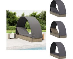 vidaXL Ligbed met Dak - Poly Rattan - 211x57x140 cm Ligbed - Loungebed - Zonnebed - Buisstoel - Tuinset
