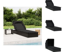 vidaXL - Ligbed - met - inklapbaar - dak - 213x63x97 - cm - poly - rattan - zwart