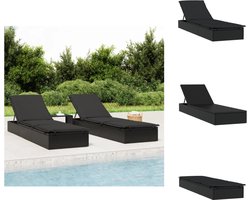 vidaXL - Ligbed - met - kussen - 1 - st - 201x55x62 - cm - poly - rattan - zwart