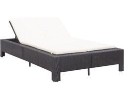 vidaXL - Ligbed - met - kussen - 2-persoons - poly - rattan - zwart