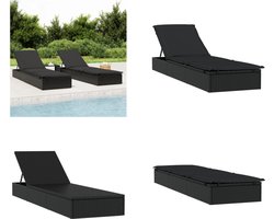vidaXL Ligbed met kussen 201x55x62 cm poly rattan zwart Ligbed - Lounge Stoel - Tuinset - Buitendecor - Poolside Furniture - Zonnen - Relaxen - Rust - Ligbed - Ligbedden - Tuinstoel - Relaxstoel