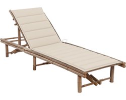 vidaXL - Ligbed - met - kussen - bamboe