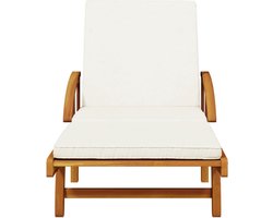 vidaXL - Ligbed - met - kussen - en - tafel - massief - acaciahout