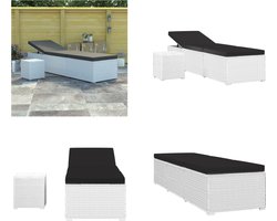 vidaXL Ligbed met kussen en theetafel poly rattan wit - Ligbed - Ligbedden - Zonnebed - Zonnebedden