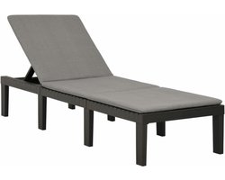 vidaXL - Ligbed - met - kussen - kunststof - antracietkleurig