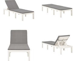vidaXL - Ligbed - met - kussen - kunststof - wit