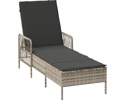 vidaXL - Ligbed - met - kussen - Lichtgrijs - 157 - x - 55 - x - 92cm - poly - rattan
