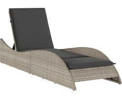 vidaXL Ligbed met kussen - Lichtgrijs - Poly Rattan Ligstoel - Lounge Stoel - Buitendecoratie - Tuinset - Garden Furniture