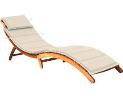 vidaXL - Ligbed - met - kussen - massief - acaciahout