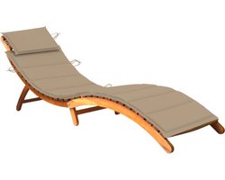vidaXL - Ligbed - met - kussen - massief - acaciahout