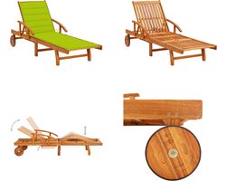 vidaXL Ligbed met kussen massief acaciahout - Ligbed - Ligstoel - Ligbedden - Ligstoelen
