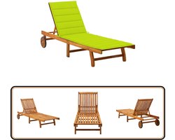 vidaXL Ligbed met Kussen - Massief Acaciahout Ligbed - Lounge Stoel - Tuinset - Buitendecor - Tuin Meubels