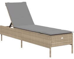 vidaXL - Ligbed - met - kussen - poly - rattan - beige