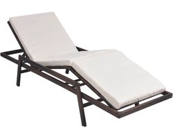 vidaXL - Ligbed - met - kussen - poly - rattan - bruin