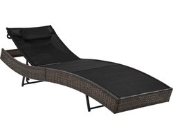 vidaXL - Ligbed - met - kussen - poly - rattan - bruin