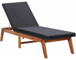 vidaXL - Ligbed - met - kussen - poly - rattan - en - massief - acaciahout