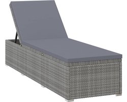 vidaXL - Ligbed - met - kussen - poly - rattan - grijs