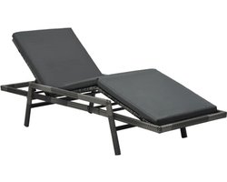 vidaXL - Ligbed - met - kussen - poly - rattan - grijs