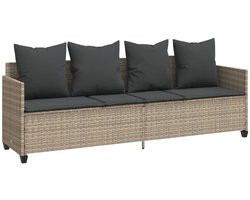 vidaXL Ligbed met kussen poly rattan lichtgrijs - Ligbed - Ligbedden - Tuinstoel - Tuinmeubel