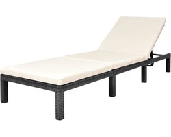 vidaXL - Ligbed - met - kussen - poly - rattan - zwart