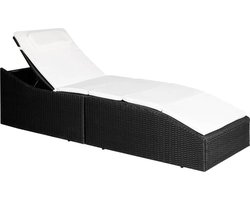 vidaXL - Ligbed - met - kussen - poly - rattan - zwart