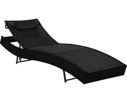 vidaXL - Ligbed - met - kussen - poly - rattan - zwart