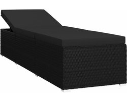 vidaXL - Ligbed - met - kussen - poly - rattan - zwart