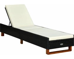 vidaXL - Ligbed - met - kussen - poly - rattan - zwart